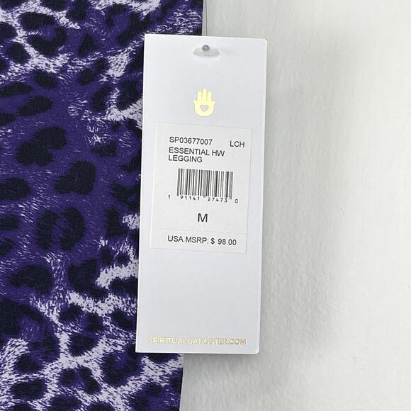 Spiritual Gangster Purple Leopard Print Essential High Waist Leggings NWT Size M - Picture 9 of 10